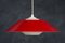 Lámpara colgante danesa de diseño rojo con ópalo blanco, años 60, Imagen 1