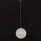 Extra Large Italian Murano Glass Hand Blown Frosted Drop Pendant with Brass Details, 1970s, Image 1
