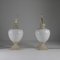 Ceramic and Travertine Table Lamps, Set of 2 1