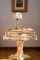 Vintage Brass Base Table Lamp with Hand Sewn Organza Friezes and Pearls Lampshade 2