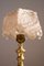 Vintage Brass Base Table Lamp with Hand Sewn Organza Friezes and Pearls Lampshade 3