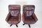 Scandinavian Leather Swivel Chairs with Footrest, 1970s, Finland, Set of 3, Image 3