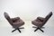 Scandinavian Leather Swivel Chairs with Footrest, 1970s, Finland, Set of 3 6