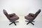 Scandinavian Leather Swivel Chairs with Footrest, 1970s, Finland, Set of 3, Image 6