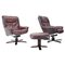 Scandinavian Leather Swivel Chairs with Footrest, 1970s, Finland, Set of 3, Image 1