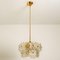 Small Floral Glass and Brass Three-Tier Light Fixture, 1970s 2