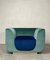 ABYSS Armchair in Mint and Ocean Blue Velvet from Kabinet 8