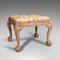 Antique English Walnut Carved Stool, 1750 1