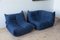 Blue Microfiber Togo Lounge, Corner Seat & Pouf by Michel Ducaroy for Ligne Roset, 1970s, Set of 3 2