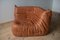 Peach Leather Togo Lounge & Corner Seat by Michel Ducaroy for Ligne Roset, 1970s, Set of 2 12