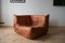 Peach Leather Togo Lounge & Corner Seat by Michel Ducaroy for Ligne Roset, 1970s, Set of 2 6