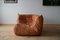 Peach Leather Togo Lounge & Corner Seat by Michel Ducaroy for Ligne Roset, 1970s, Set of 2 17