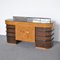 Mueble de madera de raíz de nogal con tablero de vidrio coloreado, años 40, Imagen 5