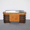 Mueble de madera de raíz de nogal con tablero de vidrio coloreado, años 40, Imagen 8