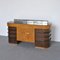 Mueble de madera de raíz de nogal con tablero de vidrio coloreado, años 40, Imagen 7