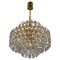 Mid-Century Crystal Glass and Gilded Brass Seven-Light Chandelier from Palwa 1