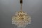 Lámpara de araña Mid-Century de cristal y latón dorado de Palwa, Imagen 7
