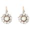 19th Century French Natural Pearl Diamond 18 Karat Rose Gold Lever-Back Earrings 1