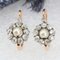 19th Century French Natural Pearl Diamond 18 Karat Rose Gold Lever-Back Earrings 3