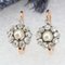 19th Century French Natural Pearl Diamond 18 Karat Rose Gold Lever-Back Earrings, Image 3