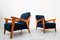 Blue Cherry Wood Armchairs by Melchiorre Bega, Italy, Set of 2 3