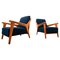 Blue Cherry Wood Armchairs by Melchiorre Bega, Italy, Set of 2, Image 1