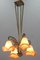 Lampadario Art Nouveau a quattro luci in ottone e vetro, Immagine 5
