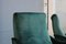 Italian Green Velvet Armchairs with Feet in Metal and Brass in the Zanuso Style, 1950s, Set of 2 10