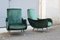 Italian Green Velvet Armchairs with Feet in Metal and Brass in the Zanuso Style, 1950s, Set of 2 4