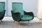 Italian Green Velvet Armchairs with Feet in Metal and Brass in the Zanuso Style, 1950s, Set of 2 6