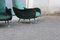 Italian Green Velvet Armchairs with Feet in Metal and Brass in the Zanuso Style, 1950s, Set of 2 5