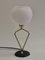 Französische Mid-Century Tischlampe mit weißem Glasschirm, 1950er 1