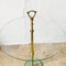 Mid-Century Italian Round Serving Table Made of Glass with Brass Handle, Image 2
