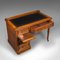 Antique English Oak & Leather Pedestal Desk, 1880, Image 7