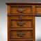 Antique English Oak & Leather Pedestal Desk, 1880, Image 10