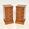 Victorian Style Burr Walnut Bedside Chests, 1950s, Set of 2 1