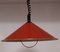 Lámpara de techo vintage en forma de embudo de metal pintado en rojo, años 70, Imagen 2