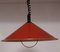 Vintage Red Painted Metal Funnel-Shaped Metal Ceiling Lamp, 1970s 2