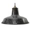 Vintage Belgian Industrial Black Speckled Enamel Pendant Light 1