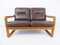 Teak & Leather 2-Seat Couch from Möbelfabrik Holstebro 1