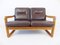 Teak & Leder 2-Sitzer Sofa von Möbelfabrik Holstebro 1