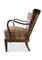 Art Deco Danish Oak Bentwood Armchair with New Plaid Upholstery from Fritz Hansen, 1940s 3
