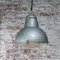 Vintage French Industrial Gray Metal Round Clear Glass Pendant Light 7