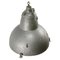 Vintage French Industrial Gray Metal Round Clear Glass Pendant Light 3