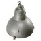 Vintage French Industrial Gray Metal Round Clear Glass Pendant Light, Image 3