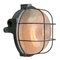 Vintage French Industrial Cast Iron Holophane Glass Wall Light, Image 3