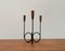 Mid-Century String Style Teak Candleholder, Image 1