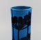 Große Azurblaue Vase aus glasiertem Steingut 3