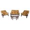 Mid-Century Bamboo and Leather Sofa Set, 1970s, Set of 4 1