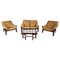 Mid-Century Bamboo and Leather Sofa Set, 1970s, Set of 4, Image 1